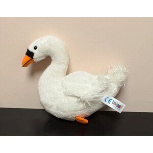 Heunec Plush Swan Toy Stuffed Animal White & Orange 8" Vintage Germany